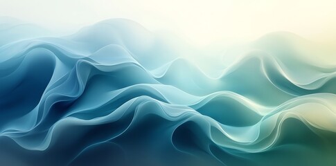 Serene Blue Wave Abstract:  Subtle Teal and Aqua Hues in a Dreamlike Flow