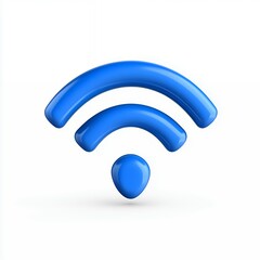 Vibrant Blue 3D Wireless Signal Icon Representing Connectivity and Technology