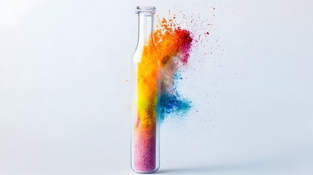Colorful Powder Exploding from Glass Bottle