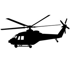 Helicopter Silhouette on Clean White