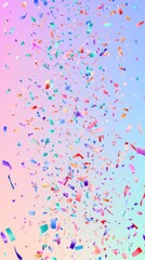 Colorful Confetti Falling Against Pastel Background