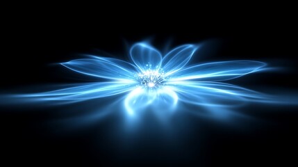 Glowing Blue Floral Light Abstract Design
