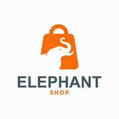 elephant shop simple logo in negative space