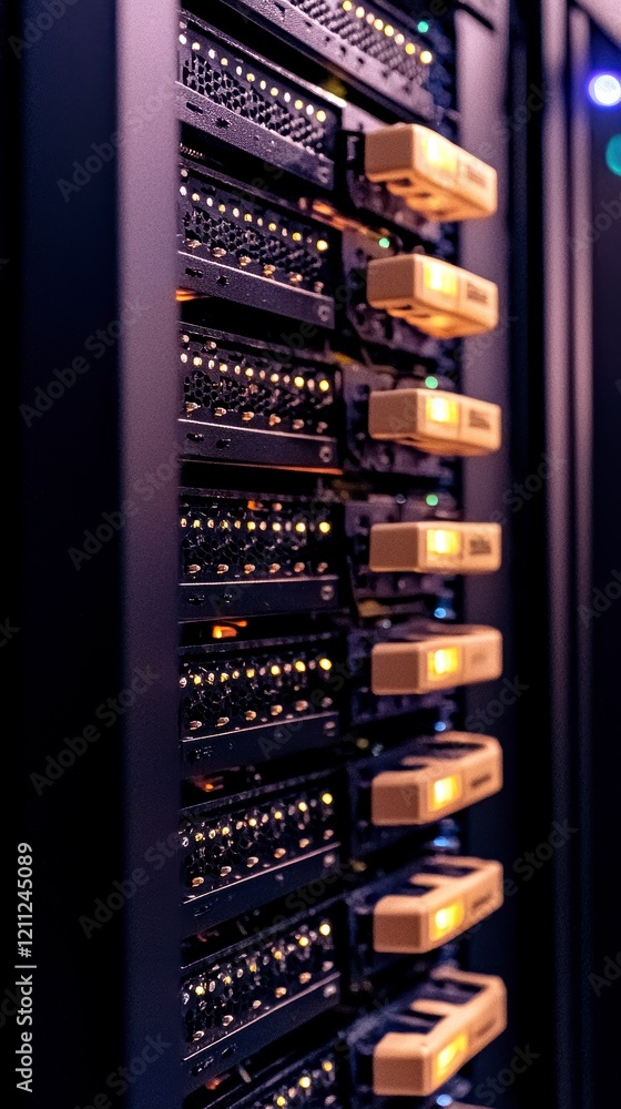 Aufkleber data center server rack close up of network hardware