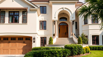 Fototapeta premium Magnificent Luxury Home Exterior: Architectural Design and Landscaping