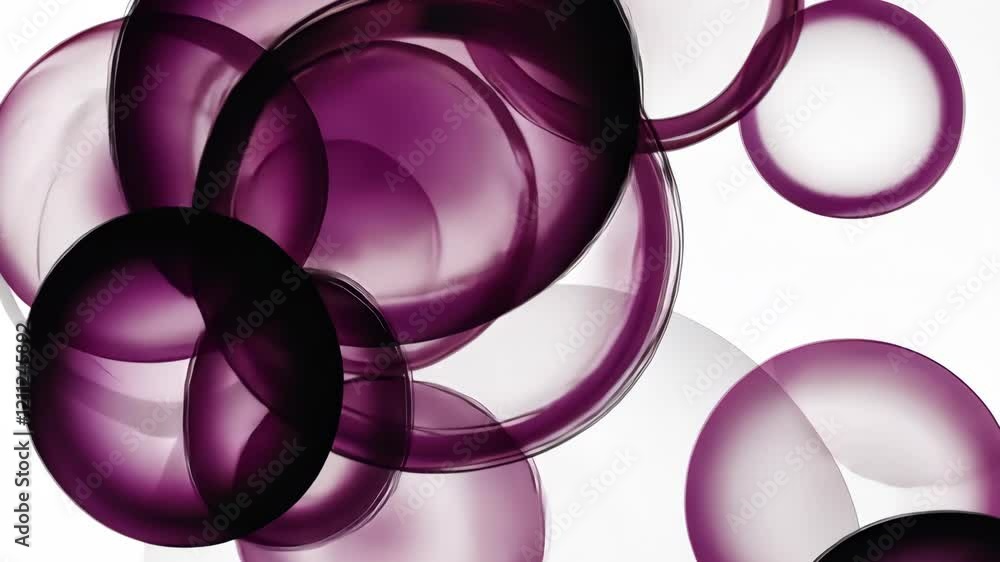 Poster abstract design of purple and clear bubbles creating a visually striking composition on a light back
