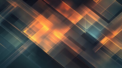 Abstract Geometric Artwork: Intersecting Orange and Teal Rectangles
