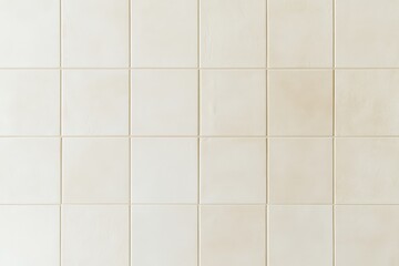 A simple, light-colored tiled wall with a grid pattern, featuring subtle variations in shade across the tiles.