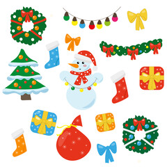 The color vector illustration is perfect for Christmas design of banners, postcards and packages.