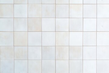 A simple, textured wall made of small, light-colored tiles arranged in a grid pattern.