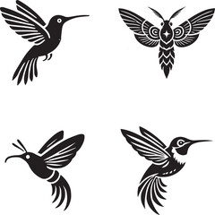 Hummingbird and Moth Silhouettes Collection