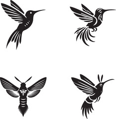 Hummingbird and Moth Silhouettes Collection