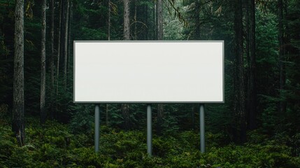 Fototapeta premium Blank Billboard in a Lush Green Forest Setting