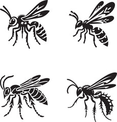 Intricate Bee and Wasp Silhouettes Collection