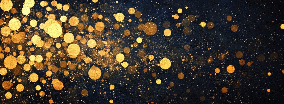 Fototapeta Abstract Golden Lights on Dark Background Festive Sparkle