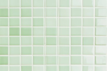 Fototapeta premium A smooth, light green mosaic tile pattern with a grid layout, perfect for modern decor and stylish interiors.