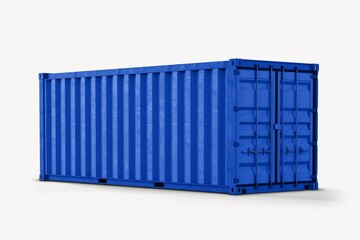 Blue shipping container, 3D rendering cargo