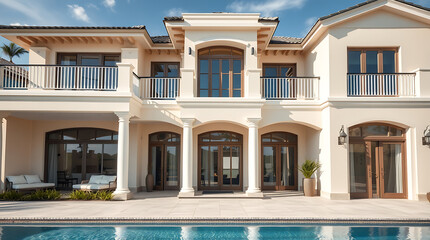 Obraz premium Luxury Beachfront Mansion: Modern Architecture and Elegant Design