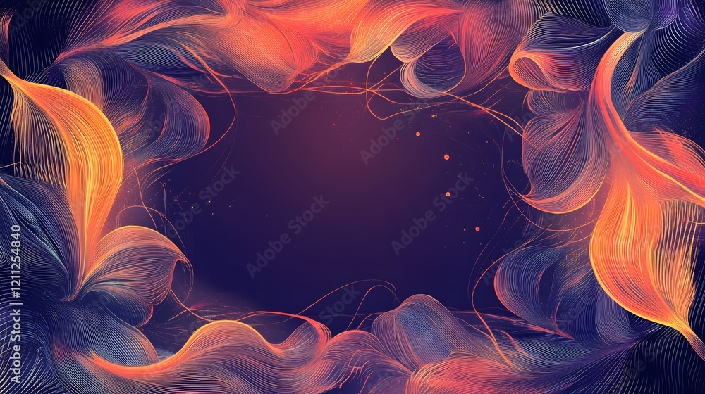 Poster abstract swirling lines create a vibrant colorful frame