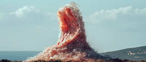 Ocean Wave Sculpture  Plastic Pollution  Environmental Art  Coastal Crisis