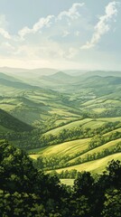 Obraz premium Rolling Green Hills Under a Sunny Sky