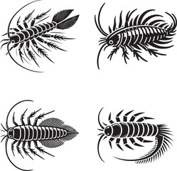 Silhouette Illustrations of Prehistoric Marine Arthropods