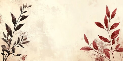 Elegant Botanical Branches: A Rustic, Watercolor-Style Artwork