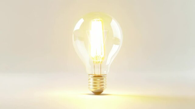 Incandescent bulb transition from off to on with warm glow