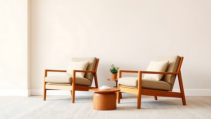 Minimalist Living Room with Wooden Armchairs