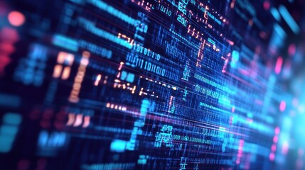 Fototapeta premium Abstract Digital Data Stream: A Futuristic Visualization of Binary Code