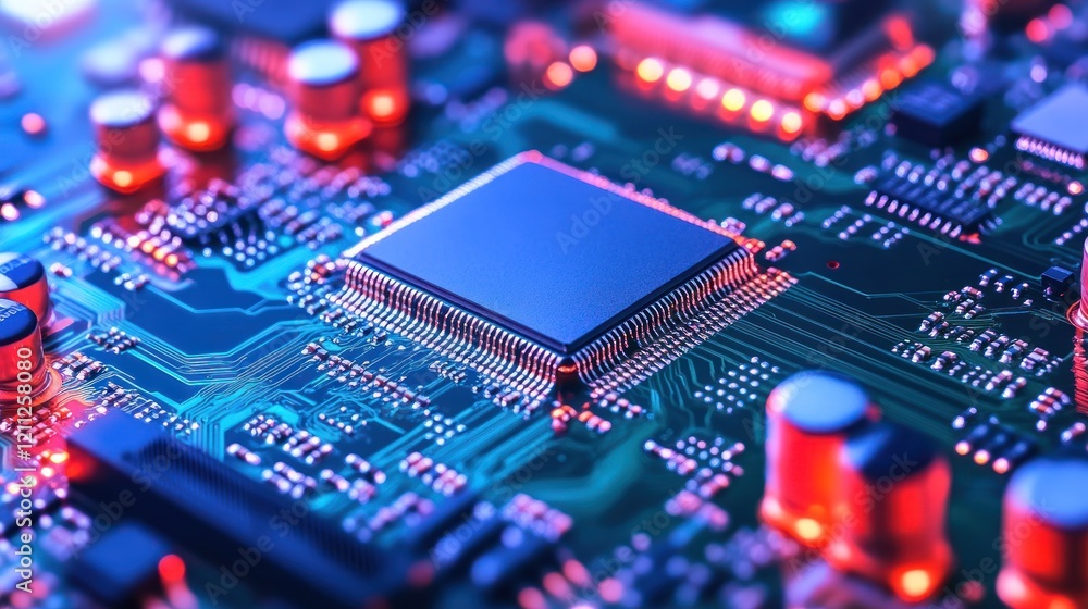 Poster close-up of a circuit board with integrated circuit