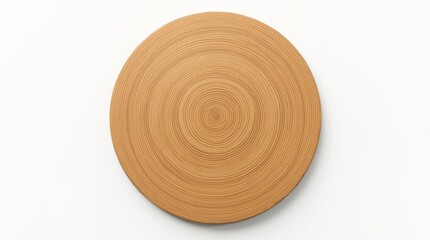 Fototapeta premium A beautiful round wooden surface with a circular pattern on white background 