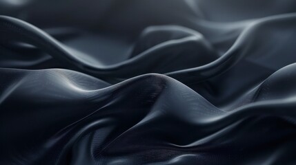 Fototapeta premium Elegant Close-Up View of Soft Black Fabric Draped Smoothly, Creating Beautiful Curves and Textures for Fashion, Design, and Artistic Backgrounds
