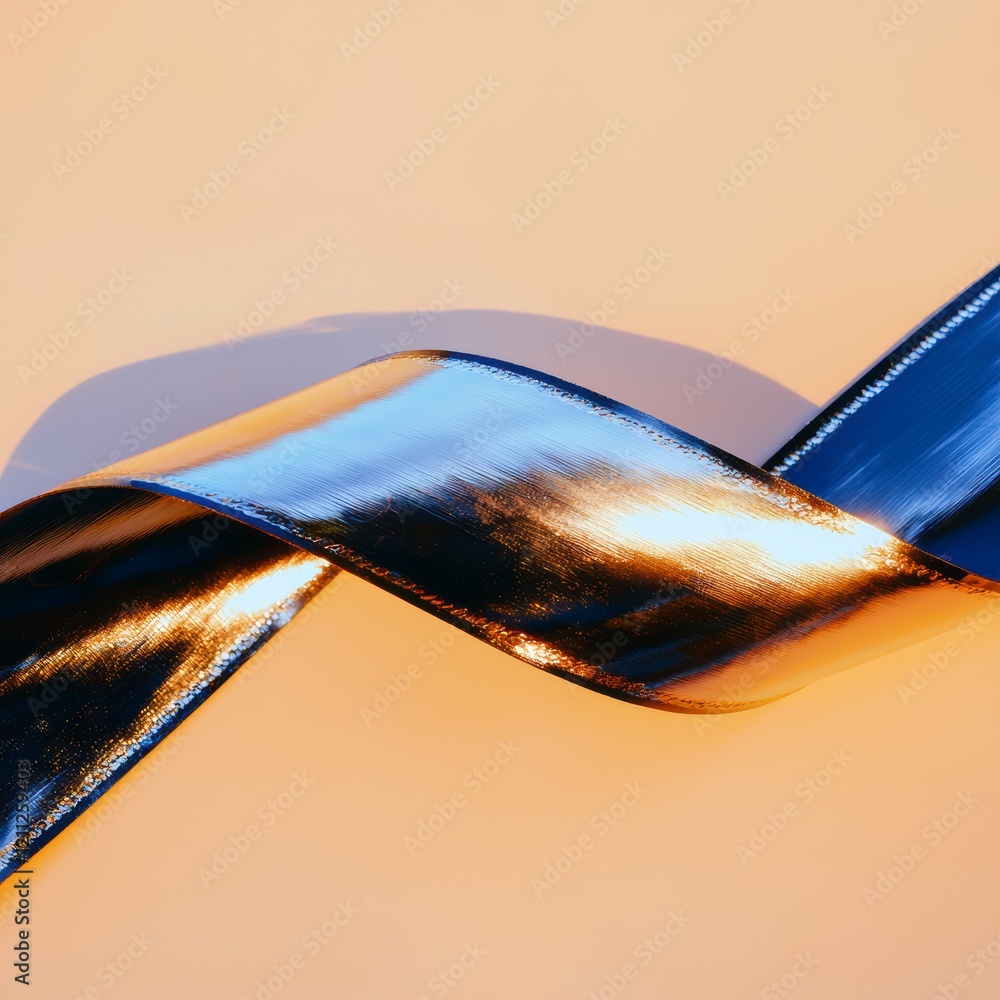 Poster elegant metallic ribbon swirl abstract background shiny foil texture design element go