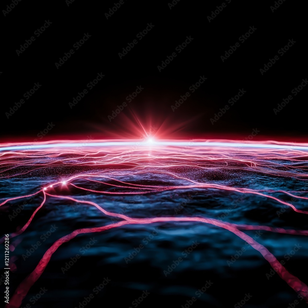 Poster futuristic red energy network global connection abstract technology background
