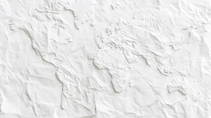 World map on crumpled paper