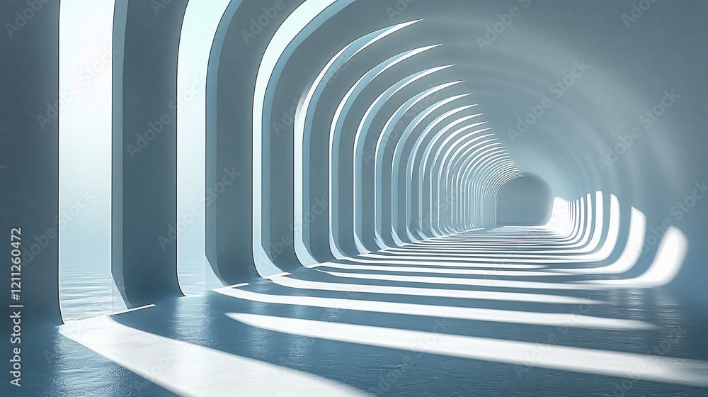 Poster abstract futuristic tunnel with light and shadow.