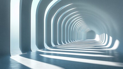 Abstract futuristic tunnel with light and shadow.