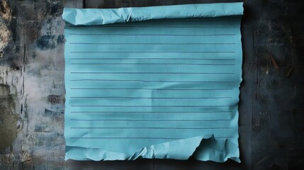 Crinkled blue lined paper texture