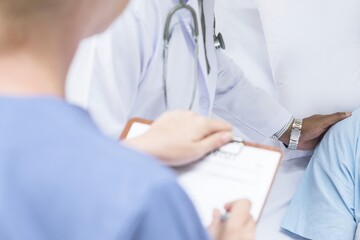 Doctor writing prescription background, medical image