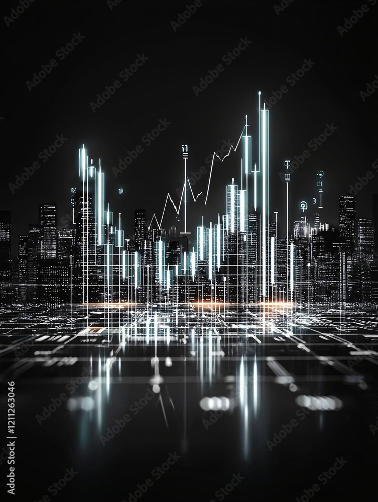 Aufkleber information communication analysis, futuristic data analytics dashboard, flowing graphs and numbers,