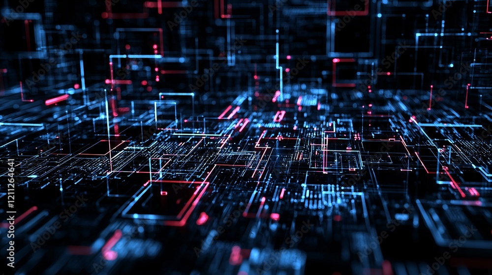 Poster information communication privacy, abstract glowing shield graphics, secure data visualization, dark