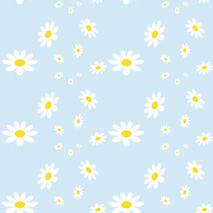 Daisy Flower Pattern. Bloom Seamless Pattern Background Granny Style. Patchwork Flowers.