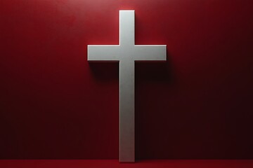 Obraz premium White Cross Against Red Background Wall