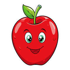 red apple cartoon character with smile vector