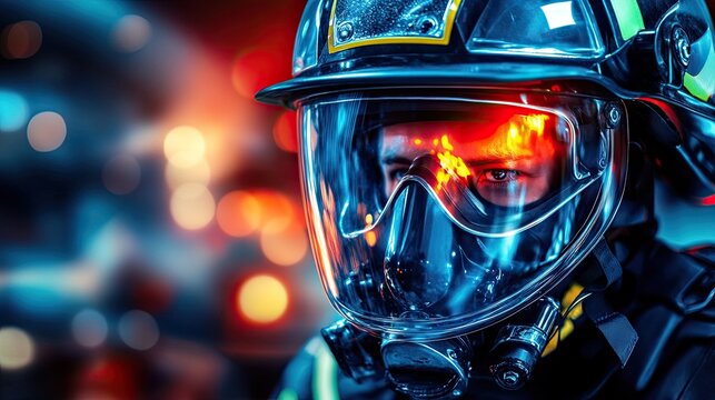 Firefighter in protective gear ready for action