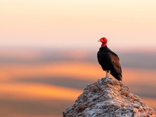 Contemporary Earth Tones Turkey Vulture at Sunset - Buzzards Day Wildlife for Eco-Tourism and Autumn Festivals