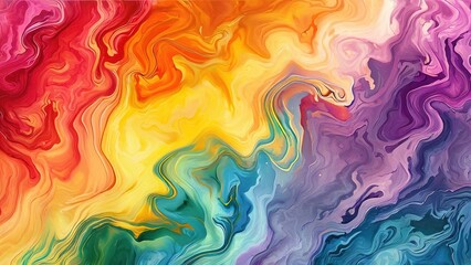 Vibrant rainbow fluid abstract art; swirling colors, dynamic background; ideal for design projects