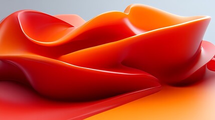 Fototapeta premium Abstract Red Orange Fluid Form Sculpture Design
