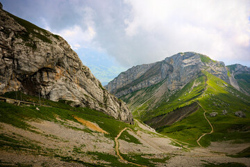 mountain landscape with mountains and clouds